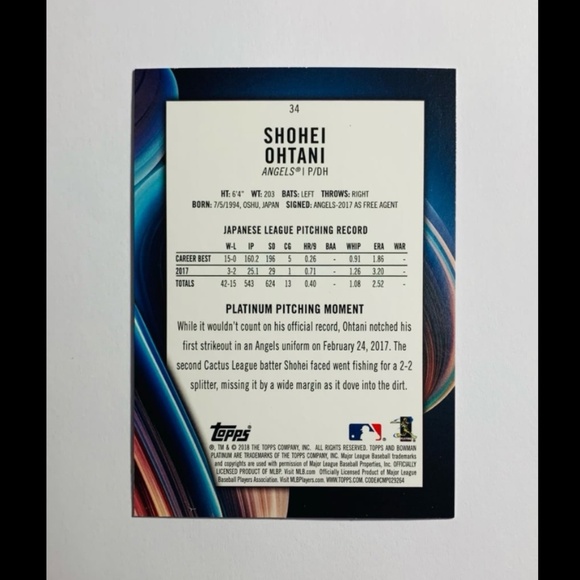 🔥SHOHEI OHTANI ROOKIE CARD REFRACTOR HOLOFOIL 2018 TOPPS (RC) - Picture 5 of 5